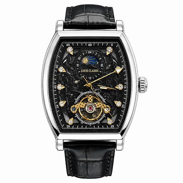 Relogio Louis Classic Tourbillon Couro Preto Premium