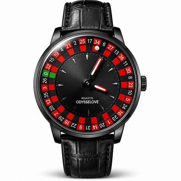 Relógio Jacob & Co Casino Roleta Funcional Masculino Premium em Couro Preto Resistente à Água
