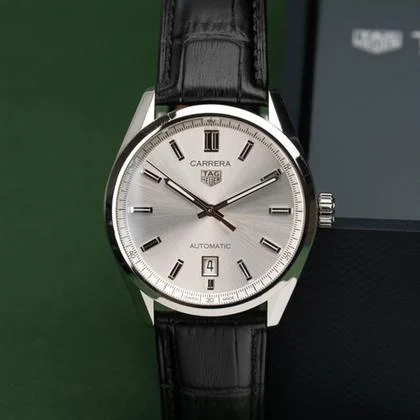 Relógio TAG Heuer Carrera Calibre 5 Automático Masculino Full Set Pulseira em Couro Preto Premium