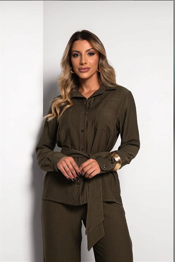 Conjunto Feminino Viscose Camisa e Calça