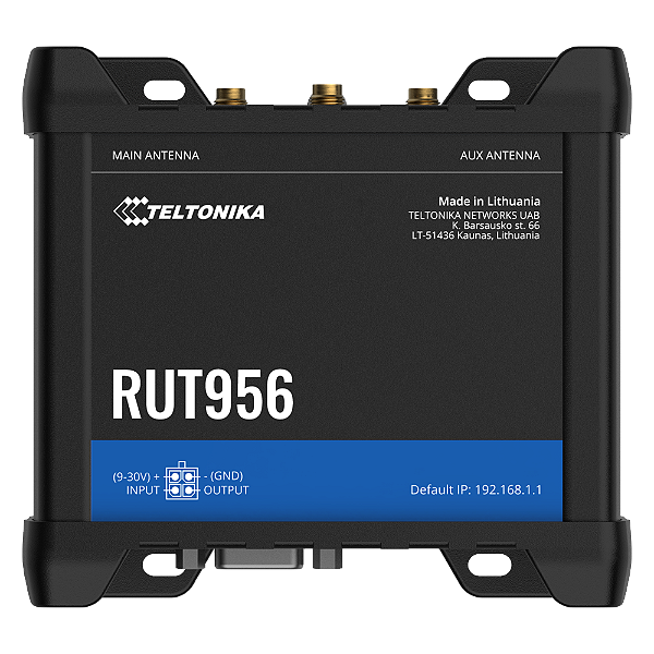 RUT956 Roteador Celular Industrial 4G WI-FI Dual-SIM 4x Ethernet GPS RS232/485 & Portas E/S Teltonika