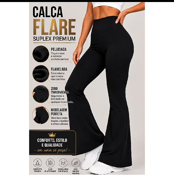 Calça Flare Flanelada Suplex Premium