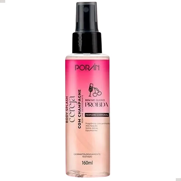 Body Splash Cereja com Champagne Bem Me Quero Poran