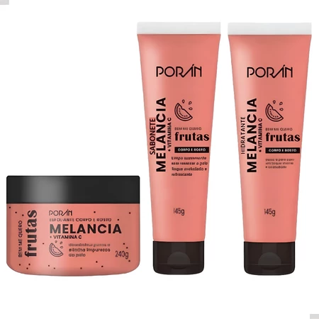 Kit Corpo e Rosto Melancia Porán Hidratante Sabonete Esfoliante