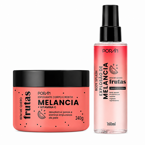 Kit Body Splash e Esfoliante Corporal Melancia Bem Me Quero Porán