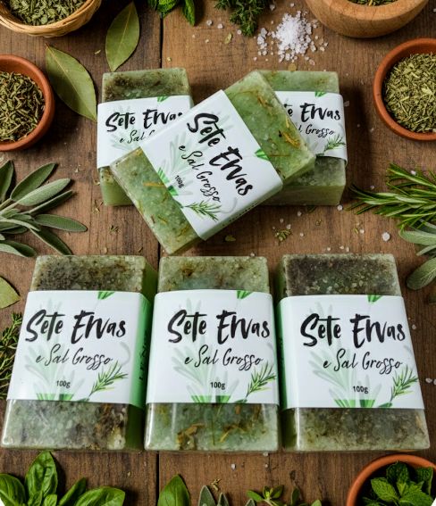 Sabonetes Energeticos Sete Ervas e Sal Grosso