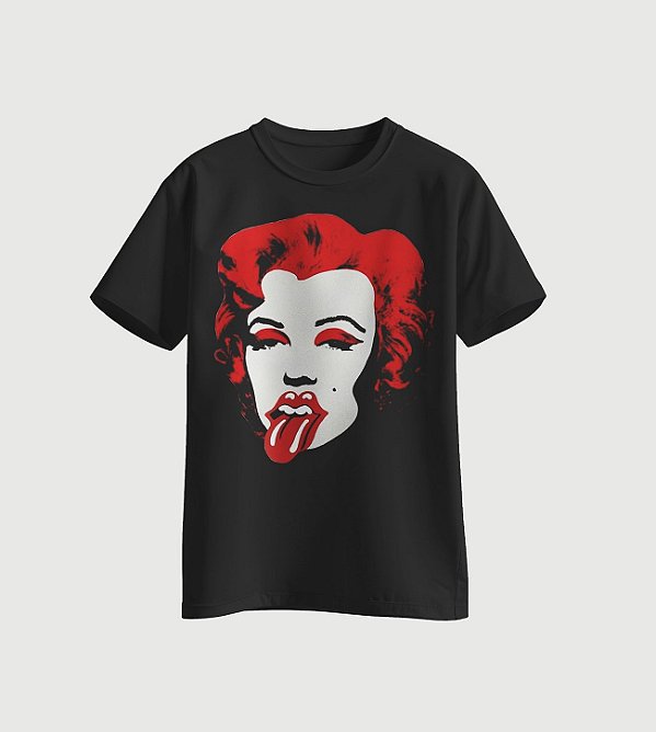 Camiseta Marilyn Monroe + banda Rolling Stones.