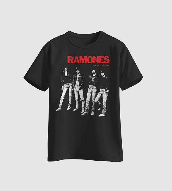 Camiseta da banda Ramones com arte inspirada no álbum Rocket to Russia