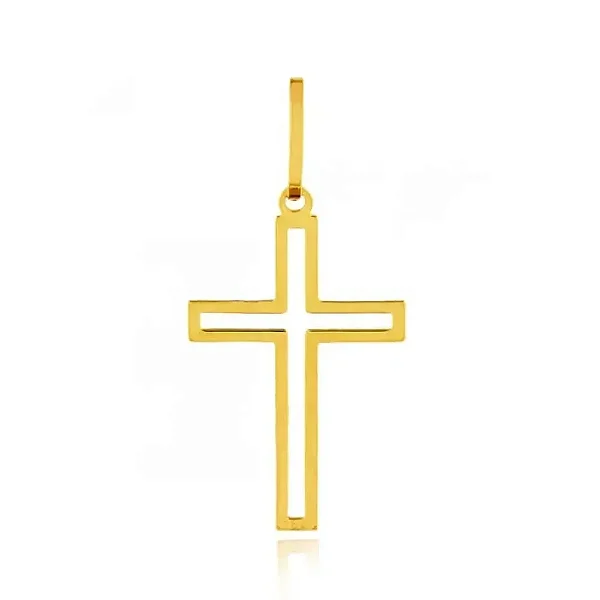 Pingente de ouro 18k cruz / crucifixo masculino / feminino grande
