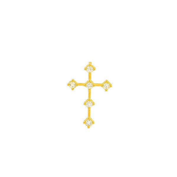 Pingente de cruz ouro 18k pequena com pedras