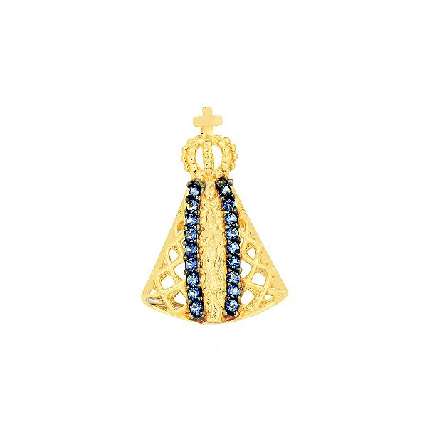 Pingente Nossa Senhora ouro 18k renda portuguesa