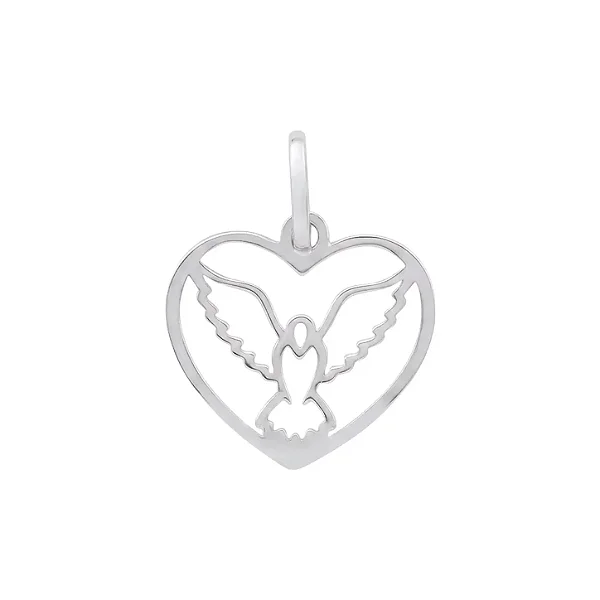 Pingente Divino Espírito Santo ouro branco 18k coração G