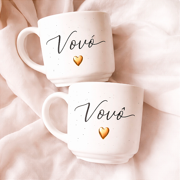 Kit Xícara Personalizada com Pires 180ml, Vovó e Vovô | Presente Especial Dia dos Avós e Cheio de Amor