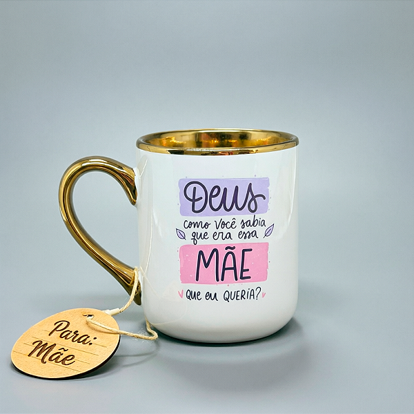 Caneca Personalizada - Dia das Mães com Alça Dourada | Presente Criativo e Especial para Melhor Mãe!