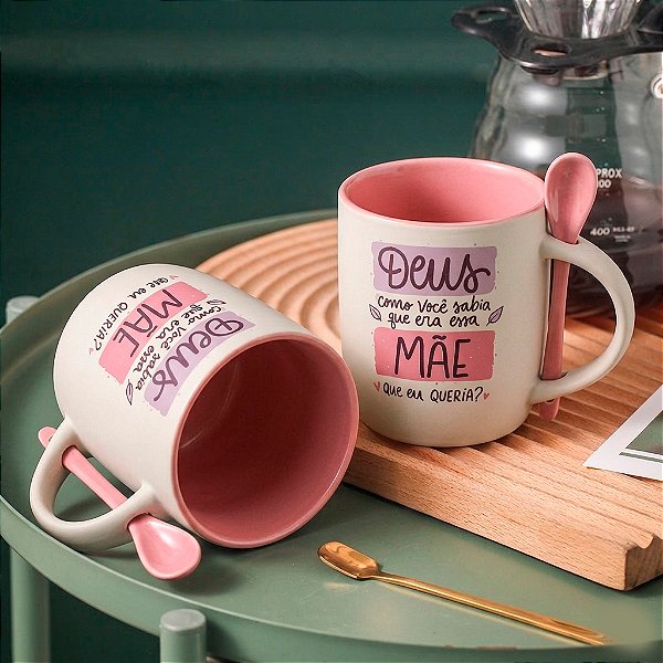 Caneca Mágica com Colher Personalizada – Presente Criativo Dia das Mães – Presente de Aniversário