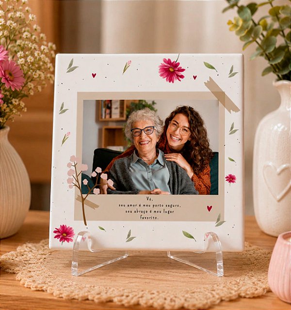 Presente Personalizado para Dia dos Avós - Azuejo Personalizado com Foto Vovô e Vovó