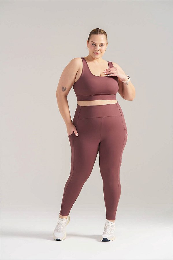 Legging com Bolso Push Up RA Poliamida Lisa Plus Size MC Fitness