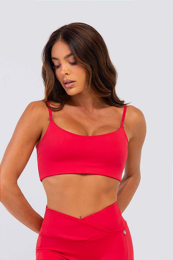 Top Alças Corações com Bojo Poliamida Lisa MC Fitness