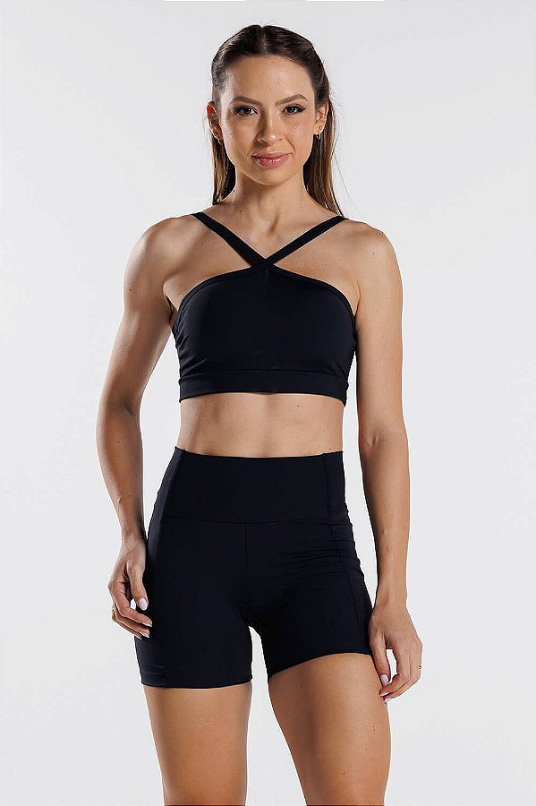 Bermuda com Fit Gripp Poliamida Preto MC Fitness
