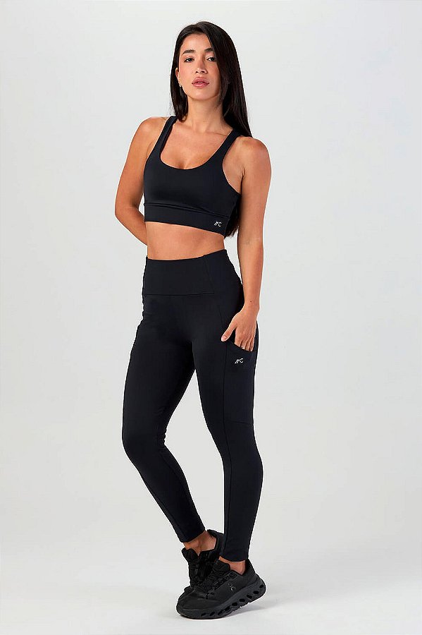 Legging Push Up com Bolso Poliamida Preto MC Fitness