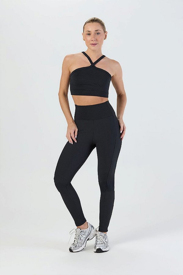 Legging Canelada Style Waves Preto MC Fitness