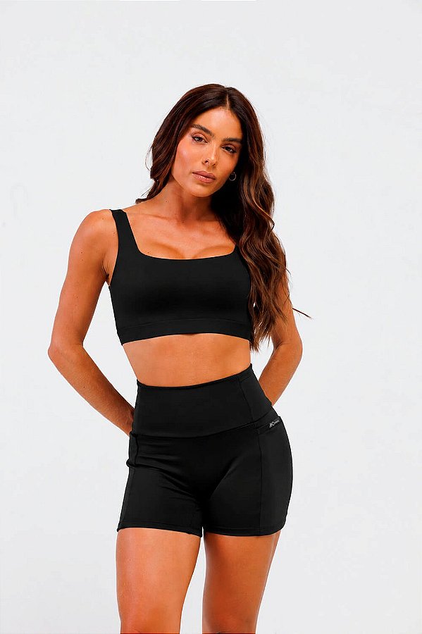 Top Alta Compressão com Regulagem Poliamida Preto MC Fitness