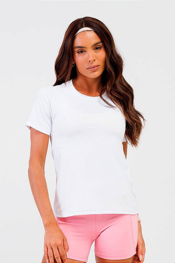 Blusa Manga Curta Raglan Ice Touch Branco MC Fitness
