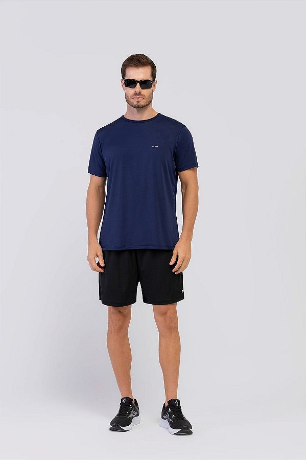 Bermuda Masculina com Forro Dry Fit Preto e Azul Marinho MC Fitness