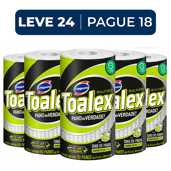 Kit Pano Reutilizável Toalex - Leve 12 Pague 10