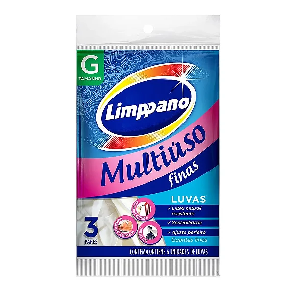 Luvas Finas Multiuso Látex Tamanho G - 200uni