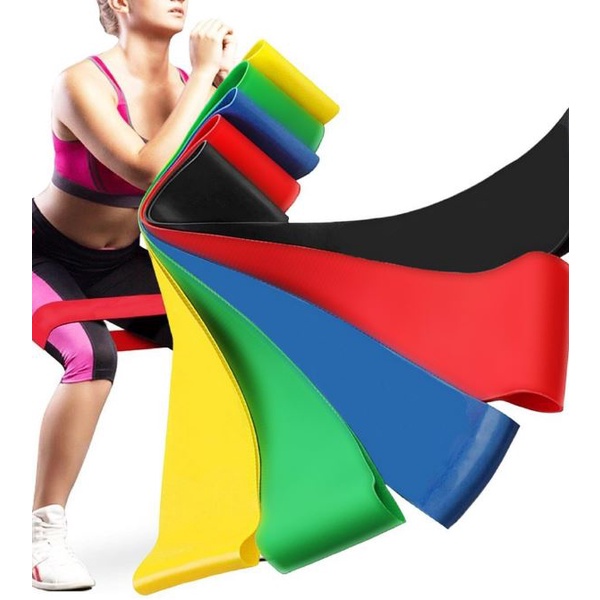 kit 5 Faixas Elástica de Resistência para Yoga Pilates Treino Academia
