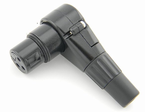 Conector xlr femea 90 graus preto 2643