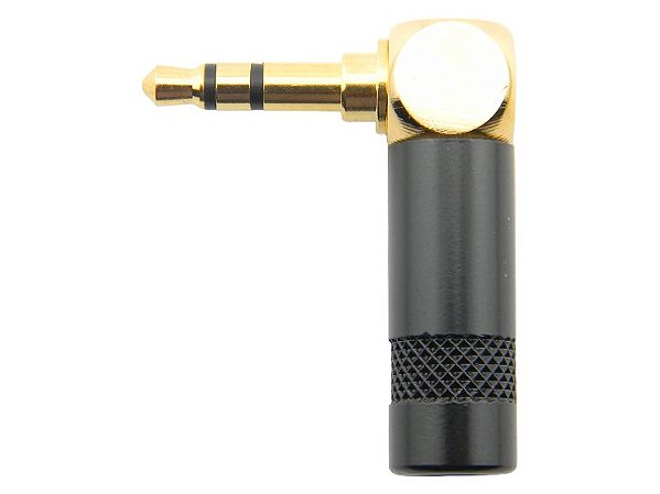 Conector p2 stereo 90 graus preto 2638