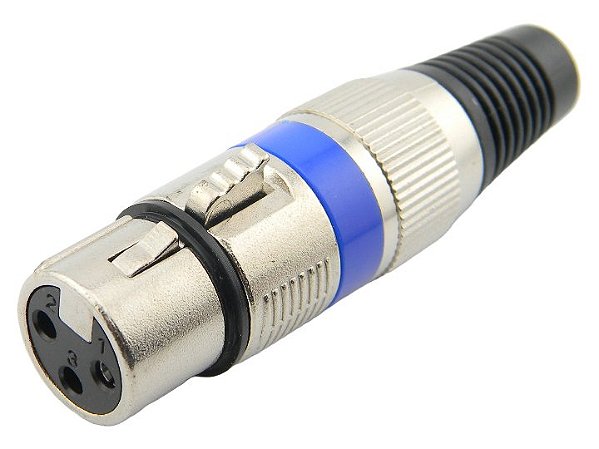 Conector xlr femea anel azul 2632