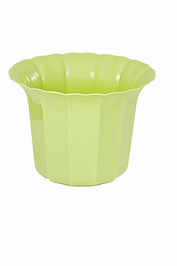 Vaso Plástico Cachepô Tulipa Canelada Colibri 13cm Verde Claro