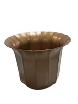 Vaso Plástico Cachepô Tulipa Canelada Colibri 13cm Ouro
