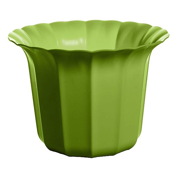 Vaso Plástico Cachepô Tulipa Canelada Colibri 18cm Verde Claro