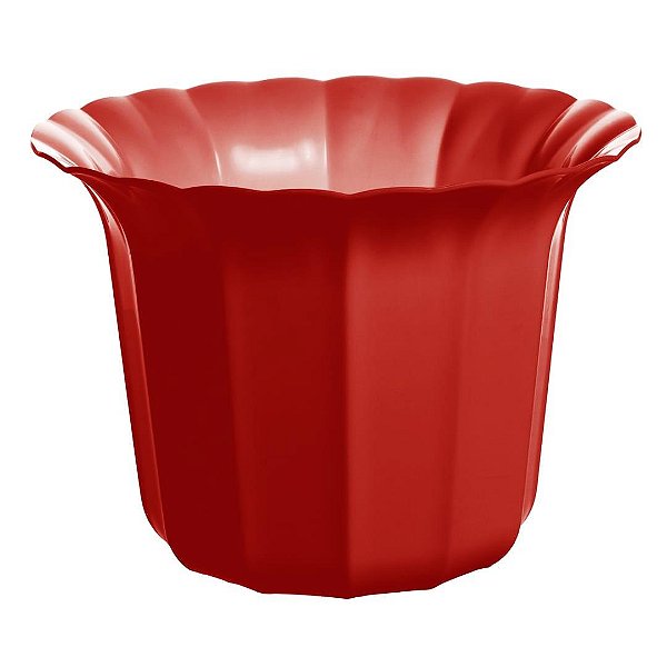 Vaso Plástico Cachepô Tulipa Canelada Colibri 18cm Vermelho