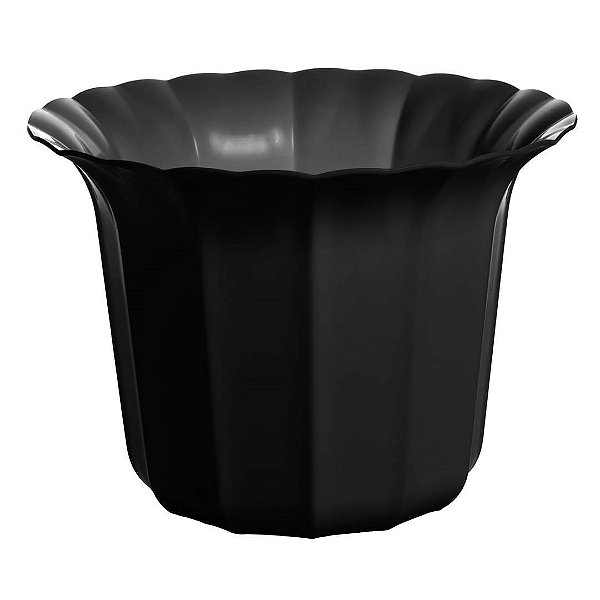 Vaso Plástico Cachepô Tulipa Canelada Colibri 23cm Preto