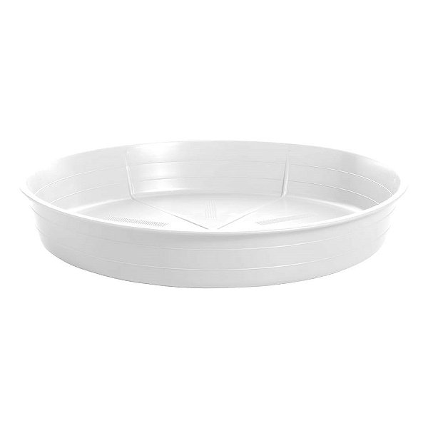 Prato Plástico  Para Vaso  37 cm Branco