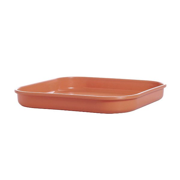Prato Plástico para Floreira Quadrado 22cm Terra Cota
