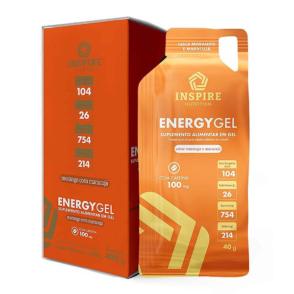 Gel de Carboidrato Com Cafeína 40g Caixa com 10 unidades Inspire Nutrition