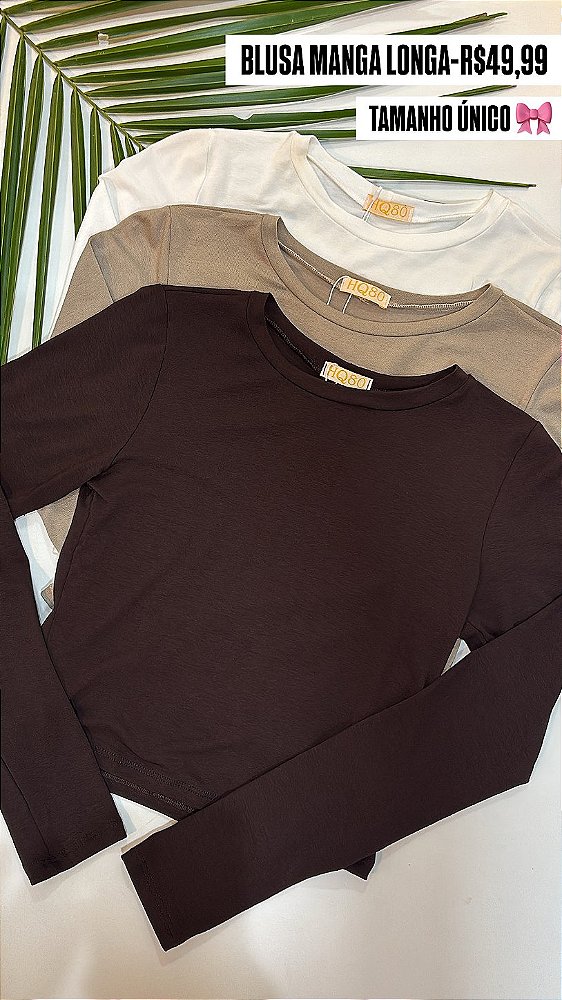 Cropped algodão manga longa feminino