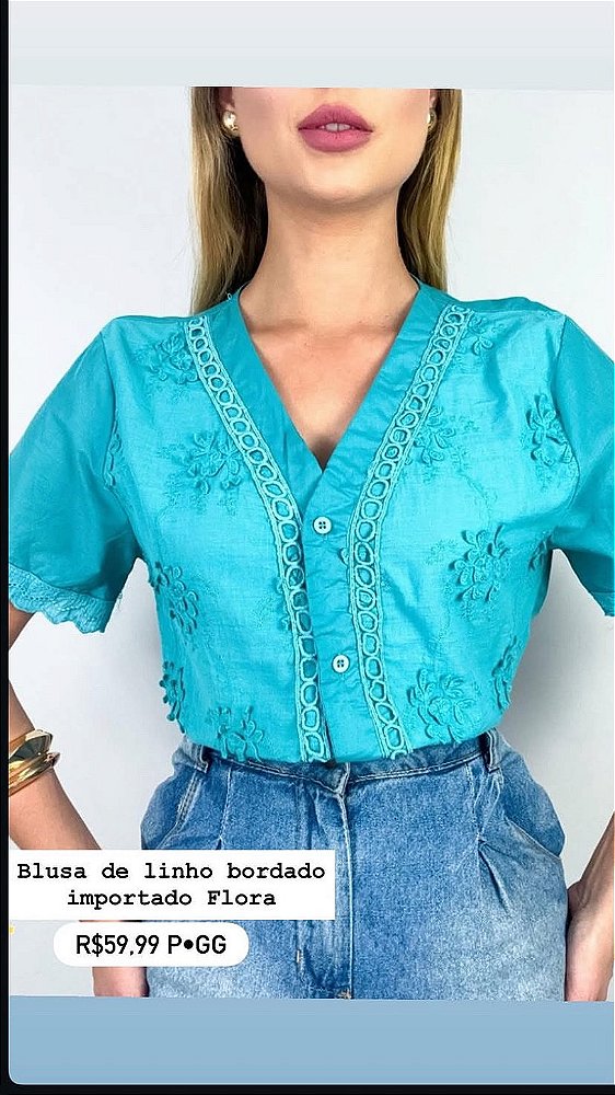 Blusa de Linho Bordada