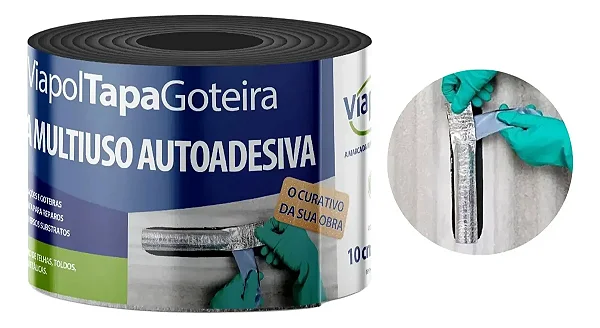 Fita Multiuso Autoadesivo Tapa Goteira 10cm Aluminio Viapol
