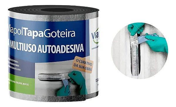 Fita Multiuso Autoadesivo Tapa Goteira 15cm Aluminio Viapol