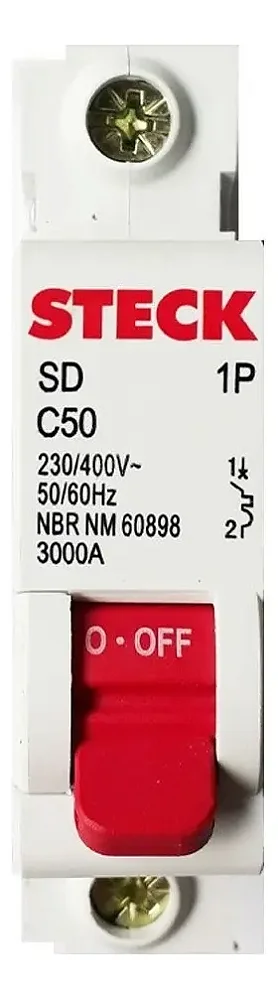 Disjuntor Monopolar 50A Curva C - STECK (SDD61C50)