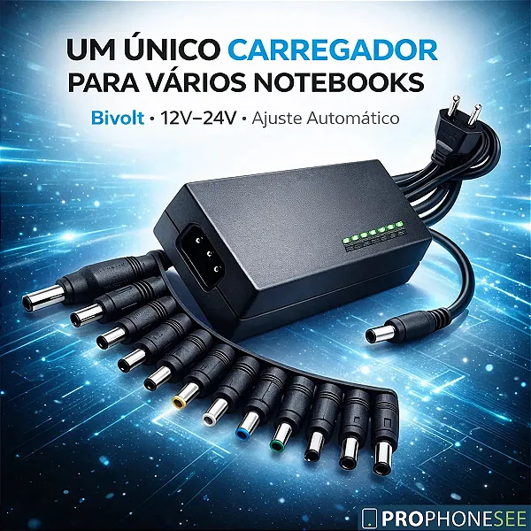 Fonte Carregador Notebook Universal Pinos Turbo 120W Bivolt Compatível Com Asus Lenovo Dell Positivo Acer Sony Vaio Samsung Plug Alimentacao Tensao Ajustável 12v 24v Laptop Cabo Fio Resistente Segura