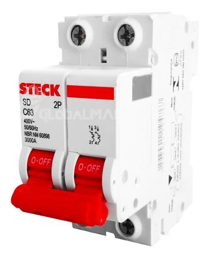Disjuntor Bipolar 2 Polos 63A Din Curva C 3Ka Sdd62c63 Steck