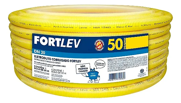 Conduíte Amarelo 20mm 50 Metros Fortlev